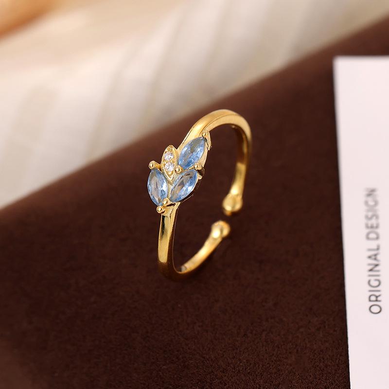 

Banyan Tree S925 Silver Geometric Leaf Ring - Simple Japanese & Korean Design, Women s Trendy Diamond Accents. Adjustable