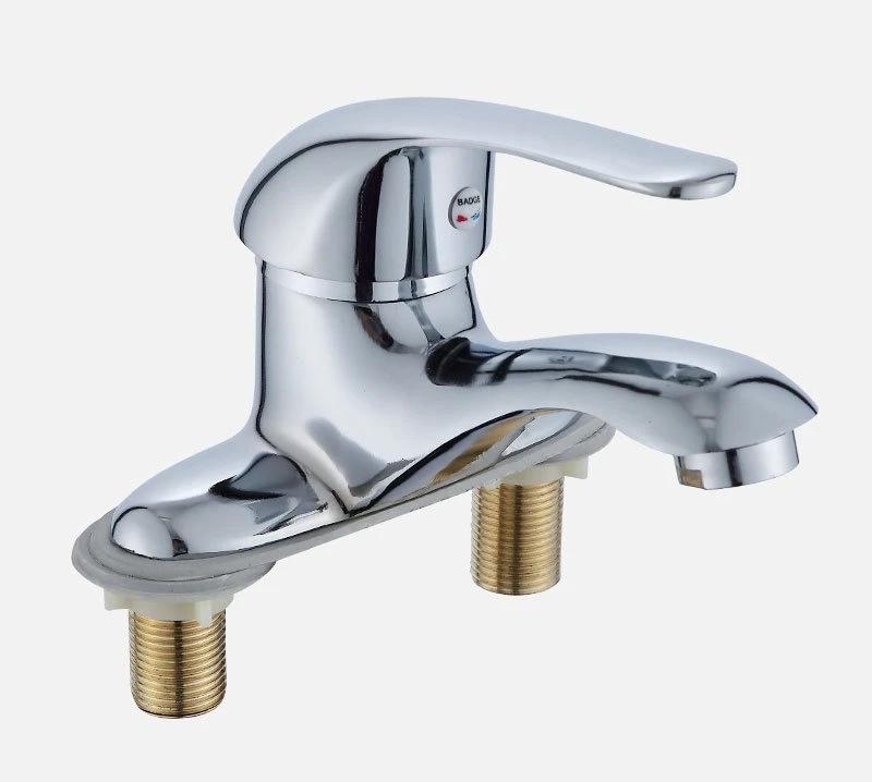 Household Bathroom Basin Faucet Dual Control Faucet Hot and Cold Water Tap Single Handle Washbasin Faucets Deck Mounted серебряный