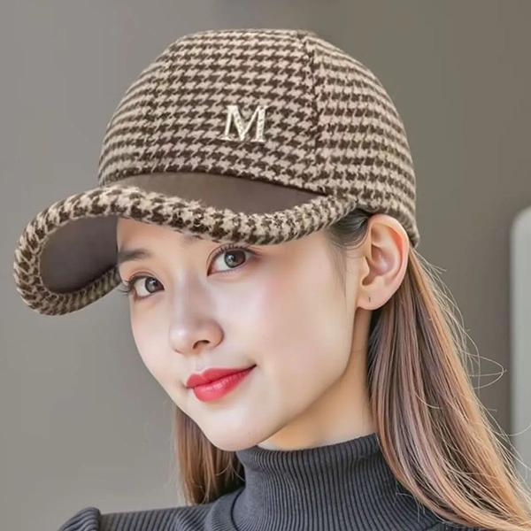 WTEMPO Women's Solid Color Warm Winter Printed Hats Office Ladies Outdoor Commuting Cold-proof Windproof Baseball Hats