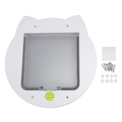 Cat Flap Door Transparent Quiet Wearproof 2 Way Lockable Cat Interior Exterior Door for Pets Cats