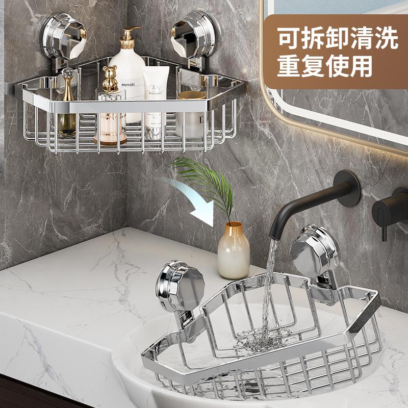 2025 New Bathroom Bathroom Rack No Punching Suction Cup Wall Hanging Shampoo Shower Gel Bathroom Storage Rack
