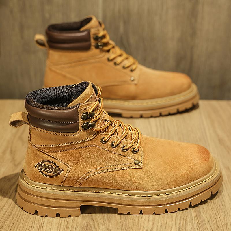 

Модная обувь на шнуровке для отдыха на открытом воздухе, уличные мужские кроссовки, высокие замшевые кожаные ботинки, модные мотоциклетные ботинки для мужчин 44 хаки