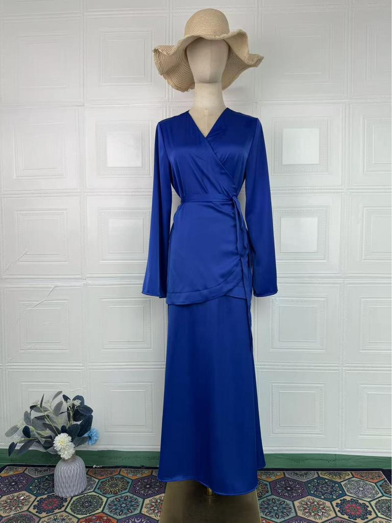 European and American Splicing Satin Long Skirt Suit - Spring 2026 Edition