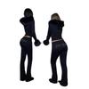 2025 Fall/Winter European Furry Hoodie & Rhinestone Sweatpants Set