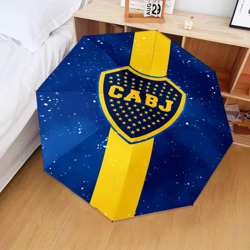 1 Stück Boca Juniors Fußballverein Design Regenschirm Faltbarer Regenschirm, Automatischer Regenschirm 8-Rippen für Reisen, Camping Fan Geschenke Weihnachtsgeschenke