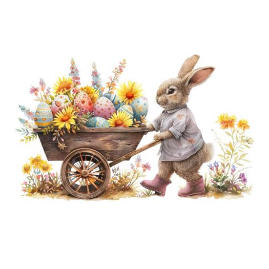 Påskfönsterdekal Söt Kanin Vildblommor Ägg Fjäril Klistermärke Återanvändbar Dubbelsidig Statisk Fönsterklistermärken för Glasdörrar Väggar Barnrum Vår