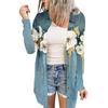 Women's Casual Fashion Floral Print Long Sleeve Mid-Length Cardigan Jacket