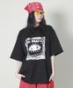 Deumakeu Oversized Square Print Short Sleeve T-Shirt Black