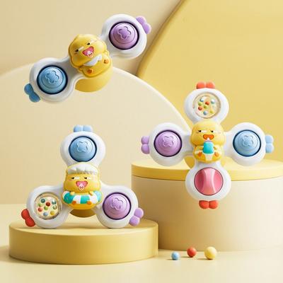 3Pcs/Set Suction Cup Suction Cup Spinner Toys Cartoon Animal Spinner  Baby Bath Time