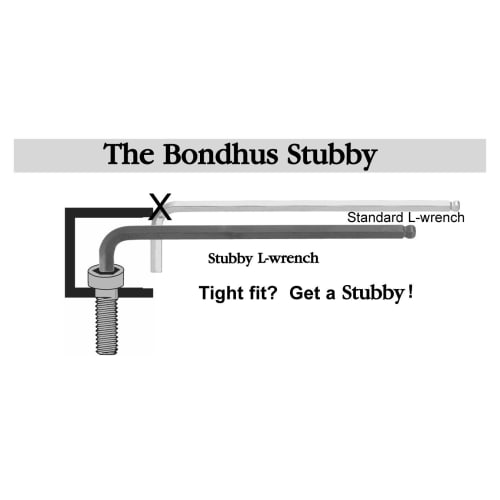 Made in USA, BONDHUS Hex Stubby Ball Point L-Wrench, Extra Long, 3mm, Short End: 11mm, Long End: 130mm, Plated, SBL3MM, No. 16756