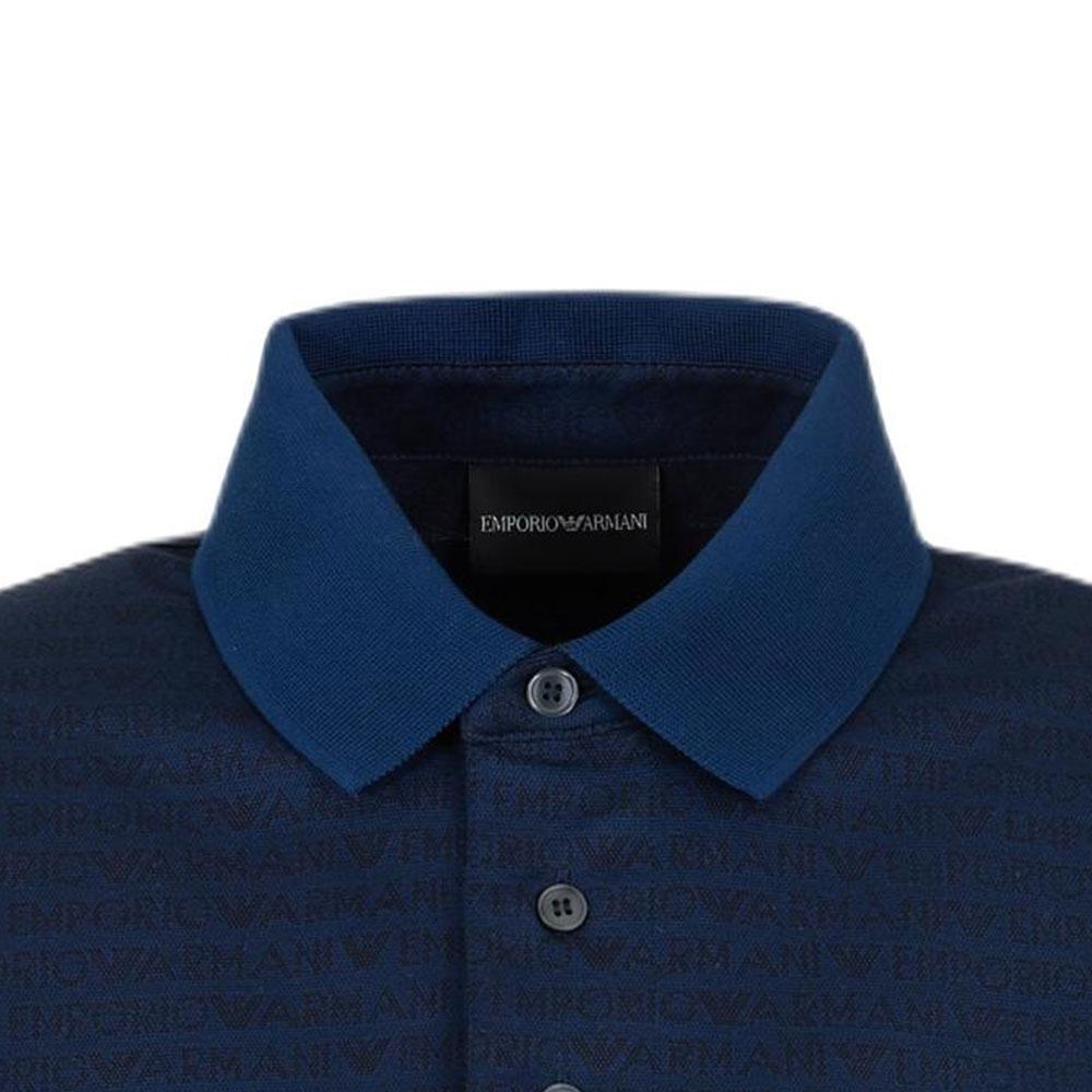 EMPORIO ARMANI All Over Jacquard Lettering Jersey Polo Shirt EM000788-AF12916-FB224