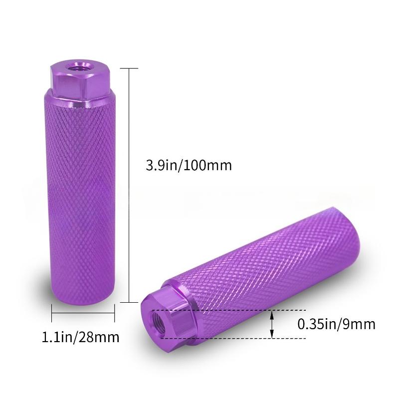 1 Pair Non-Slip Aluminum Alloy Cylinder Foot Pegs MTB BMX Axle Mount Stunt Bicycle Front Pegs for Mountain Bikes Foot Stunts Peg