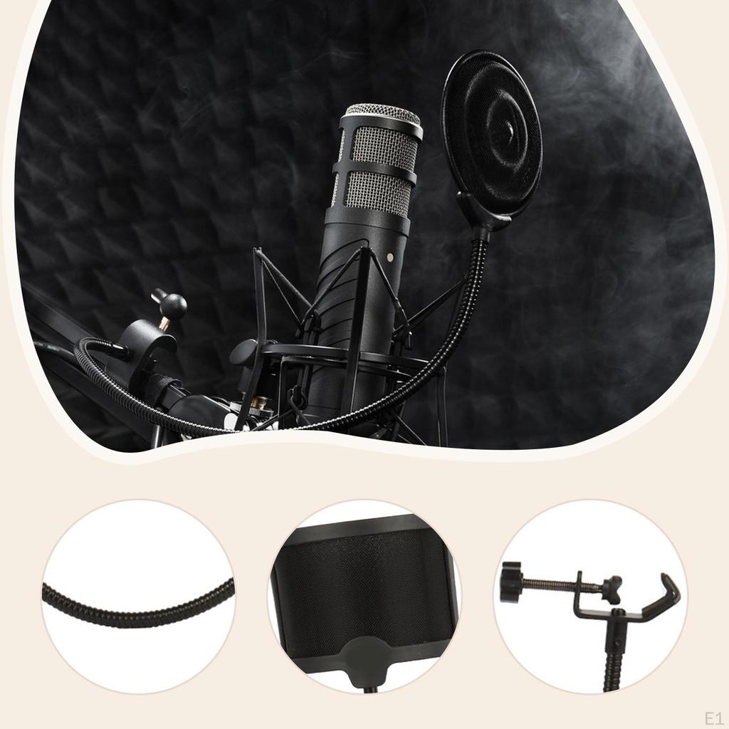 Microphone Flexible Mic Wind Screen Metal Mesh Noise Reduction for Gaming Podcast Videos Studio