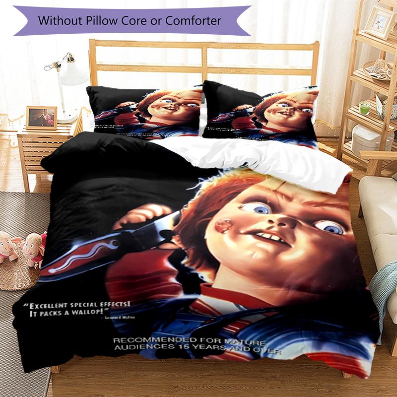 3pcs Chucky3 Design Cover Set - HD Printed Bedding with 1 Cover and 2 Pillowcases - Perfect for Home and Dorm Decor