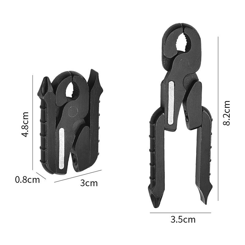 Multifunkční kleště Nerezová ocel Skládací Mini kleště Šroubovák EDC Venkovní nástroje Černý Nástroj pro nošení Nůž