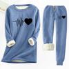 Ladies' Loose And Comfortable Round Neck Heart-shaped Printed Thick Long Sleeved Top With Cotton Pants Set