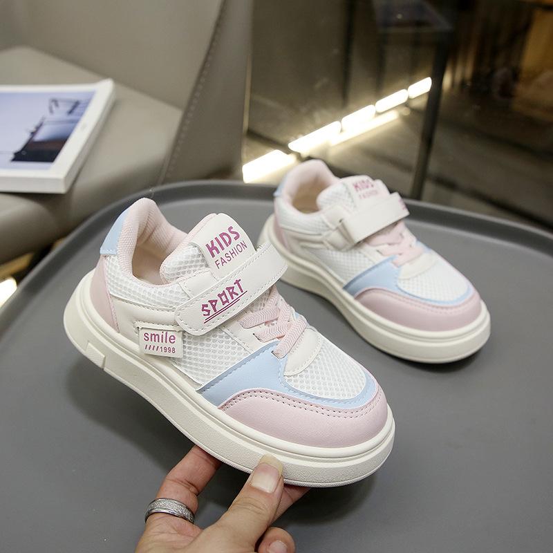 

Детские кеды на доске для девочек, сетчатые кроссовки, весна и осень 2025, новые дышащие, на мягкой подошве, повседневные сетчатые туфли, белые туфли для мальчиков 26-31 yards, 6 pairs in one hand розовый