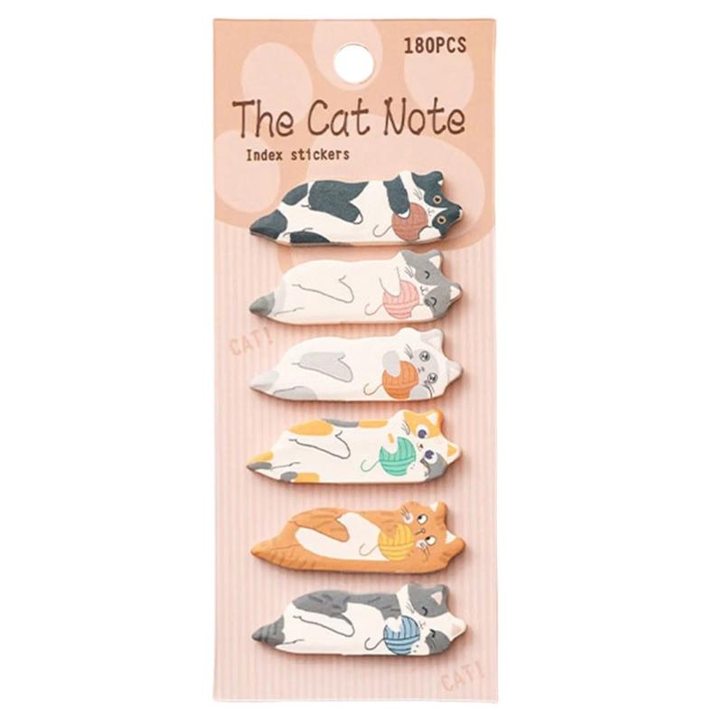 180Sheets Kitten Index Tabs Page Marker Adhesive Notes Memo Pad Index Sticker Reminder on Notebook Planner Calendar