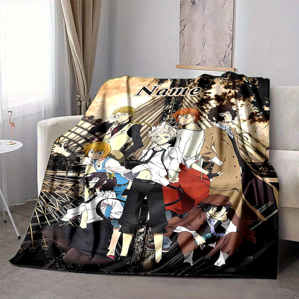 Custom 1pc Cityscape Anime Characters Blanket, Soft And Comfortable Blanket, Casual Warm, Camping Travel Blanket, Birthday Gift Q91211