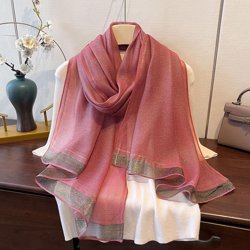 Vår og Sommer Nytt Temperament Mote Skjerf Tynt Klimasjal Langt Varmt Emulasjon Silkeskjerf for Kvinner