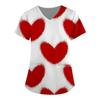 Women Valentines Day Ladies Nurse Uniform Love Print Gradient Short Sleeve Pocket Work Shirt Tunics Carer Medical Nursing Blouse
