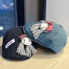 Cute Little Girl Bow Cowboy Forward Hat Female Retro Duck Tongue Beret Versatile Face Little Painter Hat