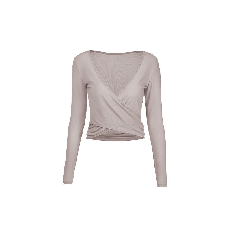 "Women's Long Sleeve Mesh Yoga Top - Breathable Pilates & Running Fitness Cover-Up"