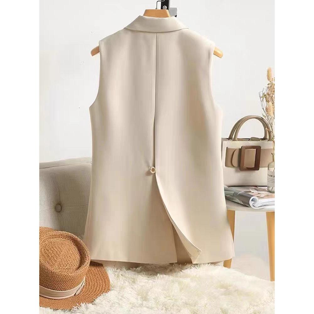 Sleeveless Suit Vest Women Loose Spring and Fall Senior Sense of The Canvas Undershirt Jacket Plus Size
