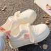 Summer Mesh Breathable Little White Shoes Women's 2025 New Bow with Skirt Shoes Campus Style Sports Board Shoes