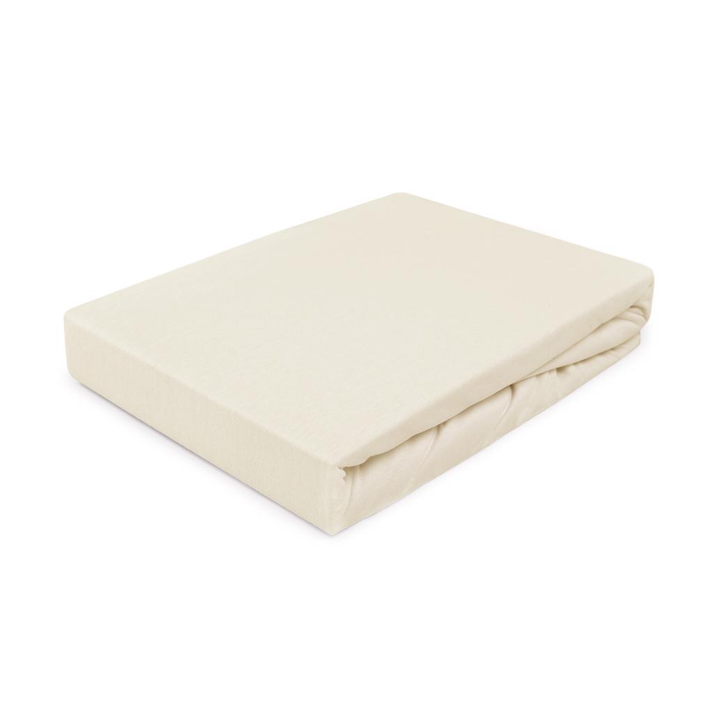 Cotton fitted sheet 180x200 JERSEY HIGH WEIGHT cream ecru