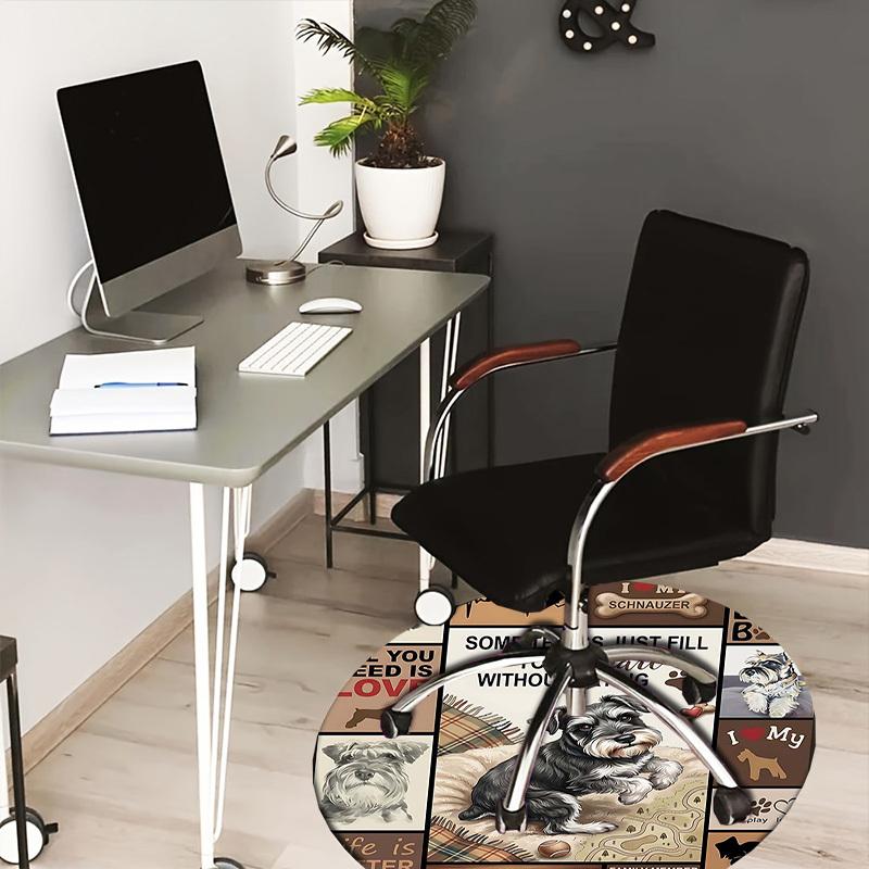 

1PC Schnauzer Love Non-Slip Floor Round carpet, Office, family, bedroom, Large Area Rug Indoor Rugs, Durable Polyester-L0364 80cm by 80cm