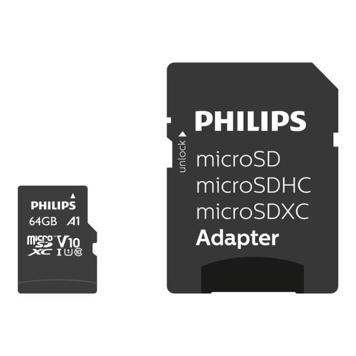 Speicherkarte - Philips - MicroSDHC 64GB - CL10 - 80 MB/s - Adapter inklusive