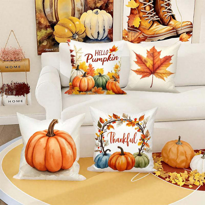 Thanksgiving Pumpkin Letter Digital Printed Pillow Living Room Home Pillow Cushion Cover Holiday Atmosphere Decoration