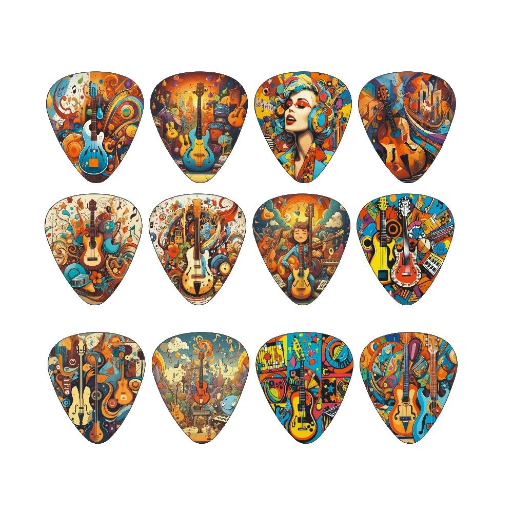New 0.46/0.71/1.0Mm 12pcs/set Guitar Paddles Cartoon Couples Acoustic Guitar Picks Musical Instrument Accessories Pick Guitar 0.71mm