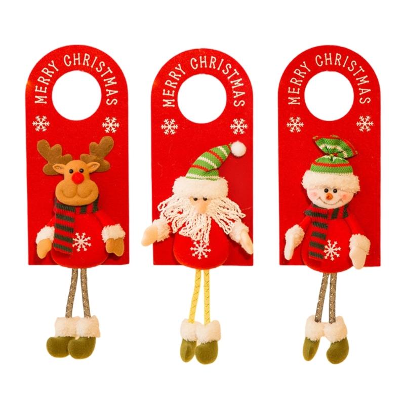 Stylish Santa Door Knob Hanger Lovely Figurine Door Handle Hanging Ornament Durable Christmas Festival Adornment