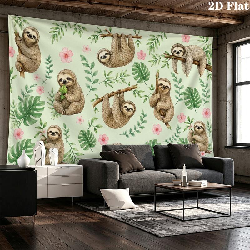 Sloths Wall Tapestry Aesthetic Wall Hanging Printed Fabric Blanket Decorative Tapestries for Bedroom Living Room Home Decor