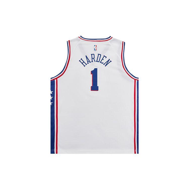 Nike Kids Philadelphia 76ers James Harden Letter Print Sleeveless Sports Basketball Jersey Kids Tops White 3Z2B7BZ1P-76RJH
