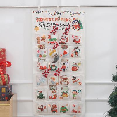 Kerst Adventskalender met 24 Zakken Hangende Opbergtas Draagbare Decoratie voor