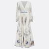 Spring Summer Ladies Elegant Dress Sexy V Neck Print Long Sleeve Big Swing A Line Holiday Dress Women Maxi Dresses Clothing