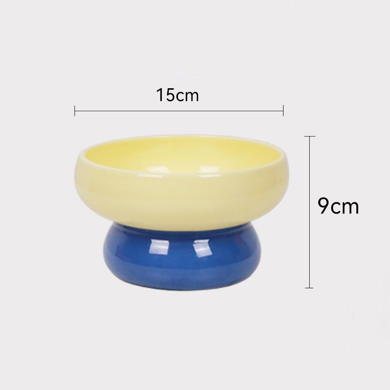 Cat Raised Ceramic Bowl Small Dogs Elevated Food Water Feeders Pet Drinking Eating Basin Bowl