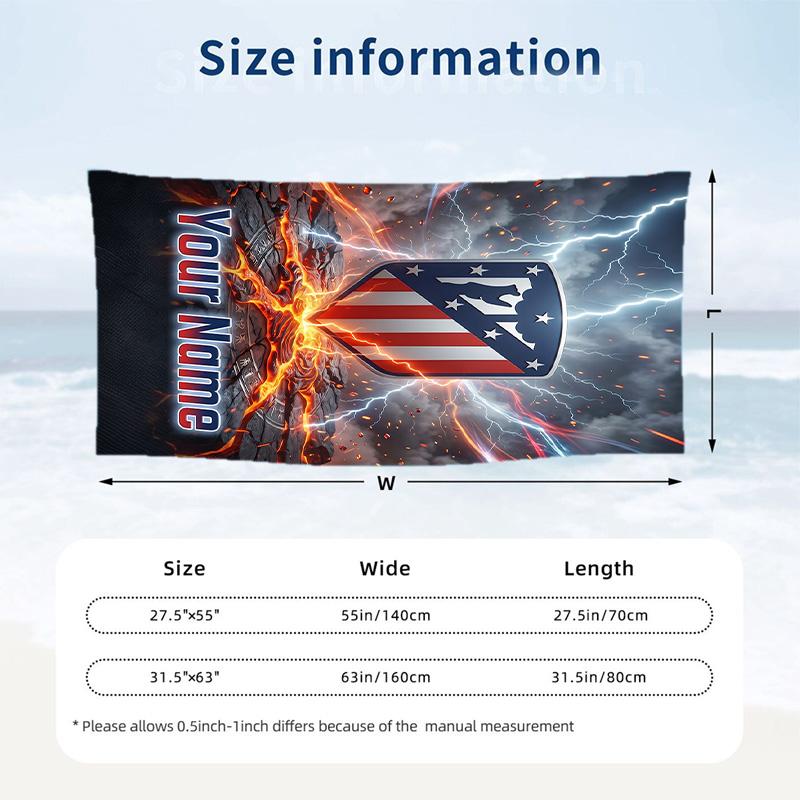 Beach Towel Atletico Madrid Print Custom Name Text Soft Towel for Swimming Pool