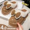 Bow Winter Cotton Slippers Autumn and Winter Couple Indoor Home Use Thickened Soft Bottom Plush Slippers