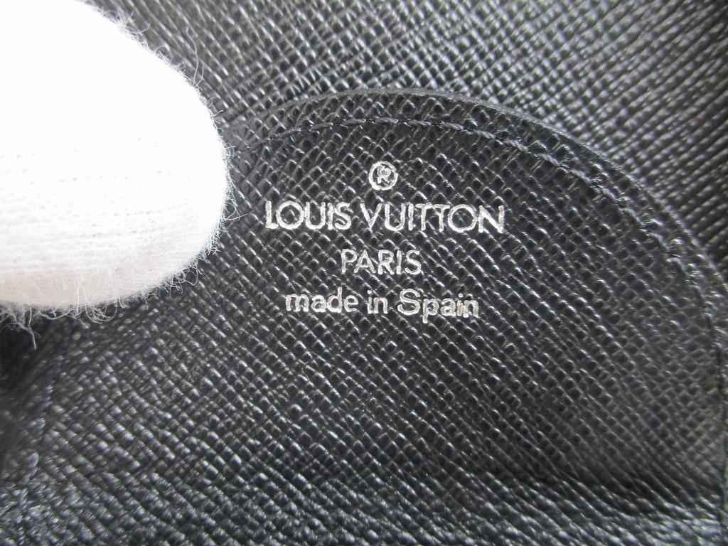 Authentic LOUIS VUITTON Taiga Black Leather Coin Purse Porto Monnaie Gousset #a600  Refurbished