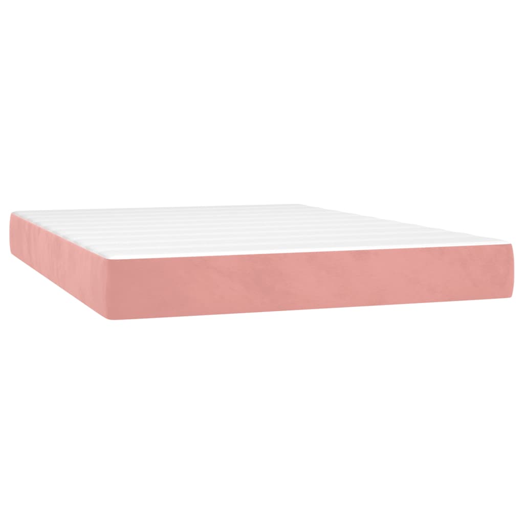 Box Spring Bed with Mattress Pink 140x190 cm Velvet