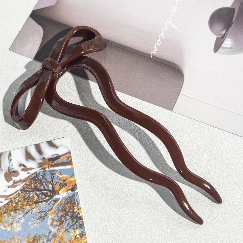 

Шпилька для волос U-образной формы с бантом, Незаменимая вещь для женских причесок пучок и укладки вверх Сладкая и милая шпилька и головной убор Glossy wine red