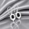 Black Onyx Gemstone Silver Dangles Earring 1.5" Handmade 925 Sterling Silver Jewelry For Women EE-1-16