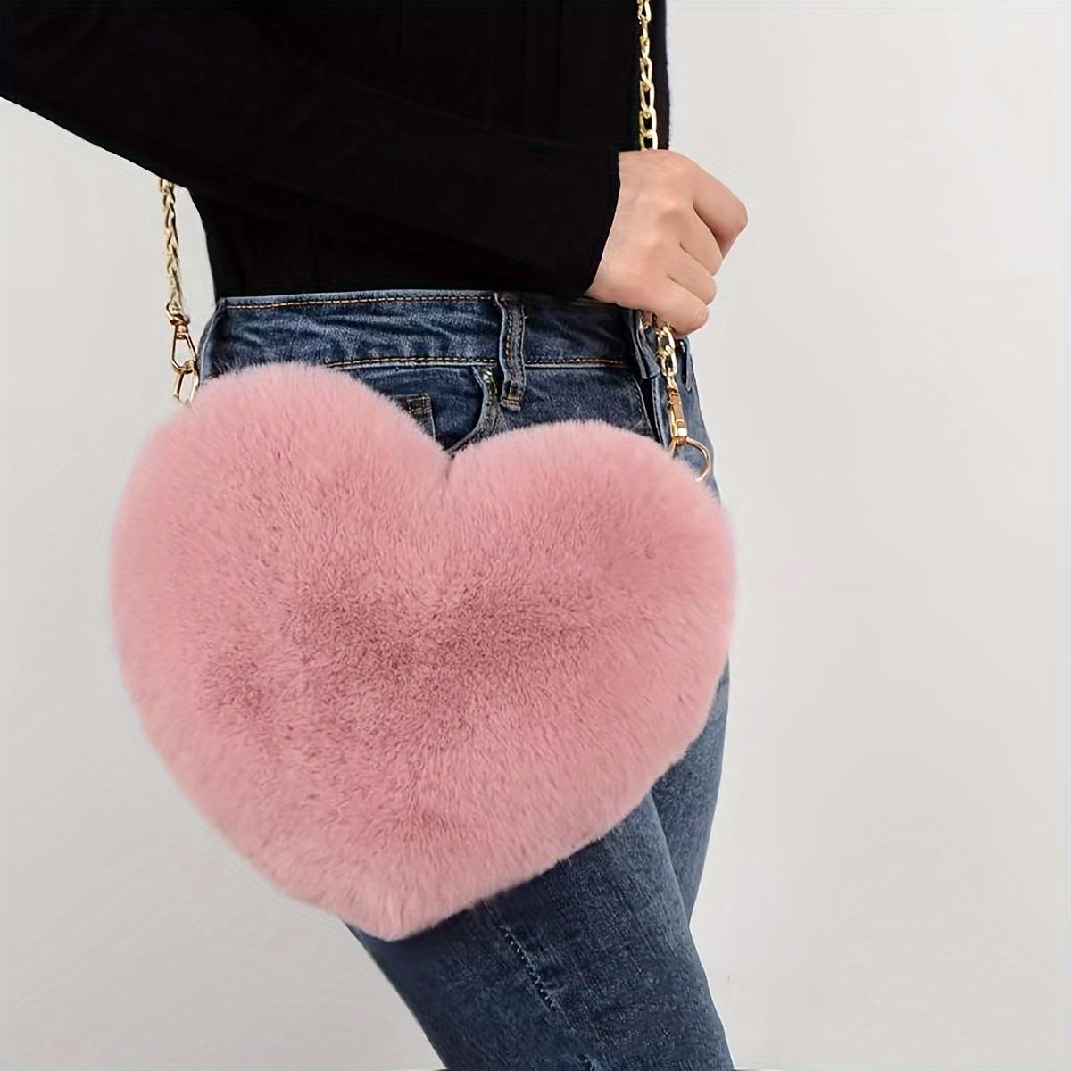 XYKK01 Ketting Schouderband & Ritssluiting, Zachte Pluizige Textuur, voor Valentijnsdag Cadeau, Dagelijks Gebruik & Speciale Gelegenheden roze