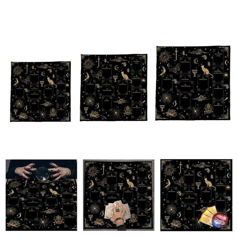Practical Foldable Night Theme Tarots Cloth Easy To Clean Velvets Divination Mat Fabric Texture for Spiritual Practices
