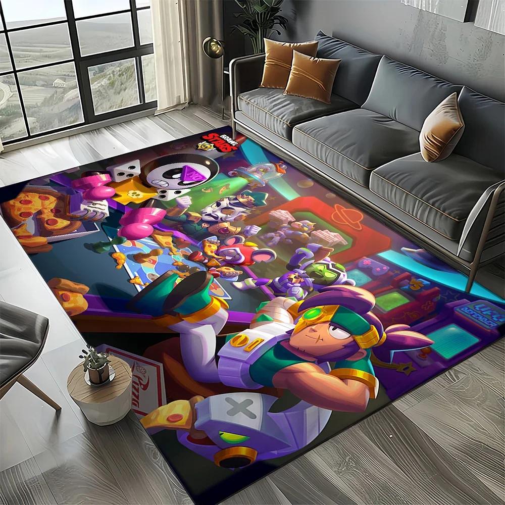 2025 New Style Brawlls Game Cartoon Game Carpet Rug for Living Room Bedroom Home Sofa Decoration,Kids Non-slip Floor Mat