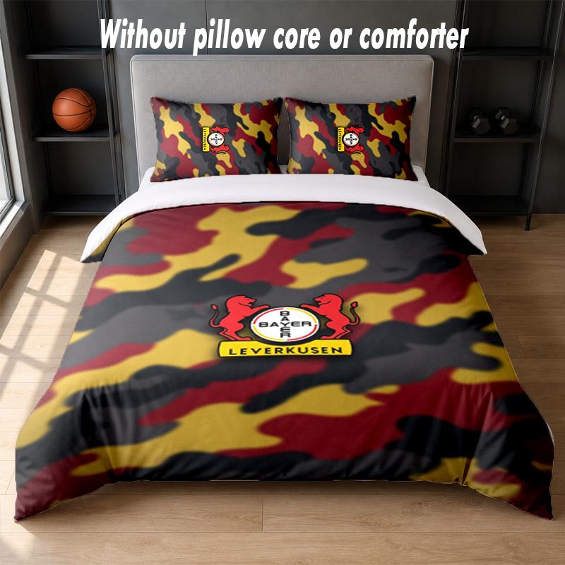 Set Biancheria da Letto Bayer Leverkusen Football Design 1 Copripiumino + 2 Federe Morbido Traspirante Biancheria da Letto per la Casa